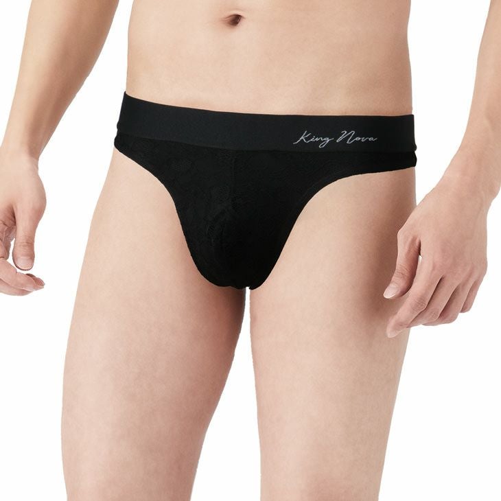 フタシオ　メンズショーツ メンズTバック　M LB メンズ 総レース Tバック タンガ 下着 男性用 レーシー 前閉じ パンツ