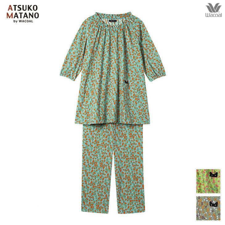 【新品】マタノアツコ/ワコール　春夏物パジャマ（LL)　ひょっこり黒猫 楽天市場】ワコール レディーズパジャマ 長袖長パンツ hdx547 綿100
