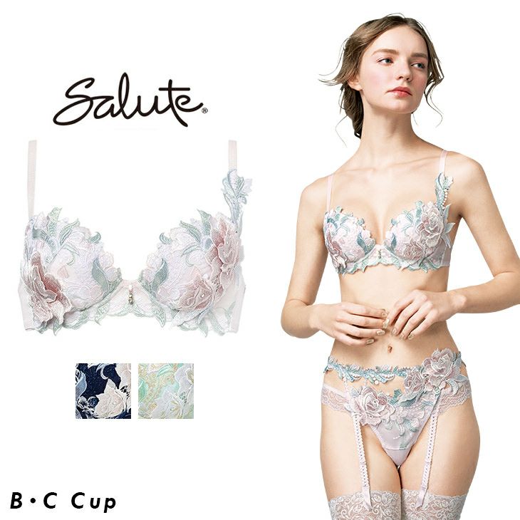 サルート22グループプッシュアップブラジャー&ソング、パープル サルート Salute 22グループ 22G ブラジャー プッシュアップブラ 3/4